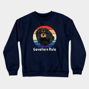 Retro Black and Tan Cavalier King Charles Spaniel Gifts Crewneck Sweatshirt